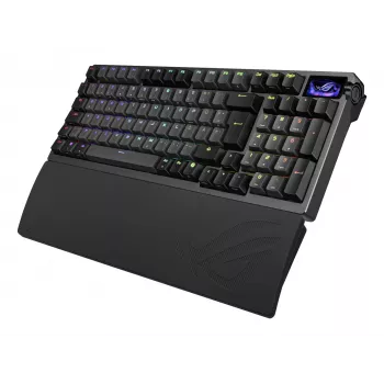 Mechaninė žaidimų klaviatūra ASUS ROG Azoth 96 HE — 96% QWERTZ, USB + RF belaidis + Bluetooth, magnetiniai-mechaniniai jungikliai, RGB, juoda