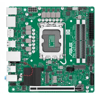 Mini ITX pagrindinė plokštė ASUS PRO Q870I-C-CSM LGA 1851, Intel Q870, DDR5 SO‑DIMM, 2 lizdai, iki 128 GB