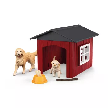 Animal Schleich FARM WORLD šunų būda su auksaspalviu retriveriu