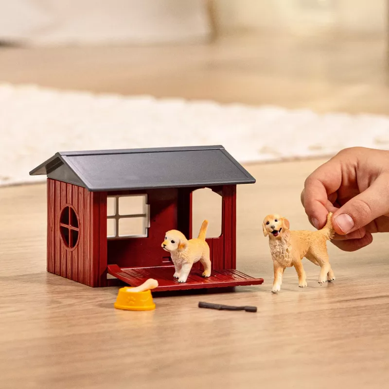 Animal Schleich FARM WORLD šunų būda su auksaspalviu retriveriu