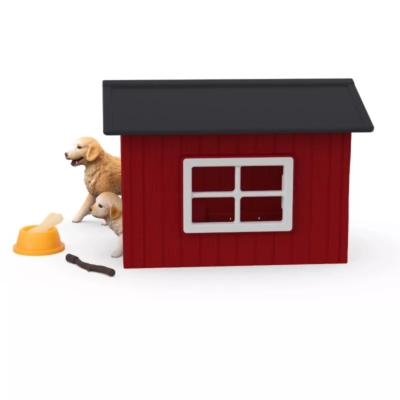 Animal Schleich FARM WORLD šunų būda su auksaspalviu retriveriu