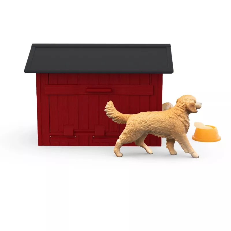 Animal Schleich FARM WORLD šunų būda su auksaspalviu retriveriu
