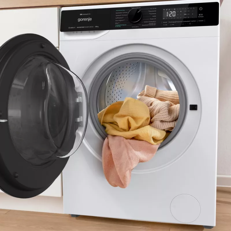 Gorenje WD2PA854ADW/DE skalbimo-džiovinimo mašina Priekinio įkrovimo Laisvai pastatoma Balta
