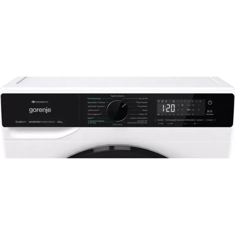 Gorenje WD2PA854ADW/DE skalbimo-džiovinimo mašina Priekinio įkrovimo Laisvai pastatoma Balta