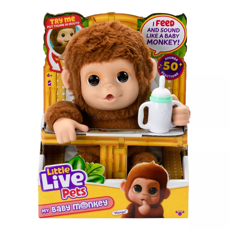 Moose Toys My Baby Monkey Mango, Berniukas / Mergaitė, 4 m., Šviesos efektai, Garsas