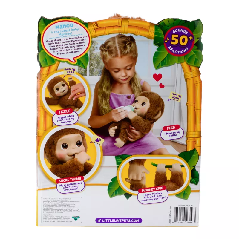 Moose Toys My Baby Monkey Mango, Berniukas / Mergaitė, 4 m., Šviesos efektai, Garsas