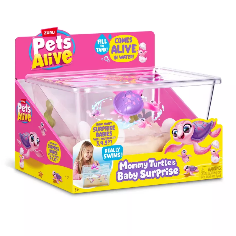 Zuru Pets Alive Mommy Turtle Surprise interaktyvus žaislas, įvairiaspalvis, LR44 baterija