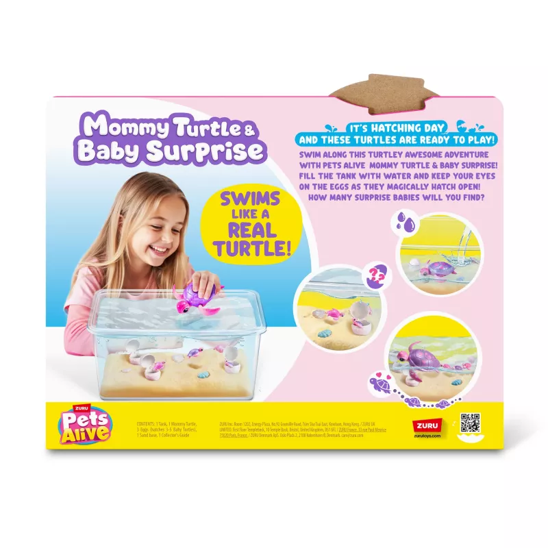 Zuru Pets Alive Mommy Turtle Surprise interaktyvus žaislas, įvairiaspalvis, LR44 baterija