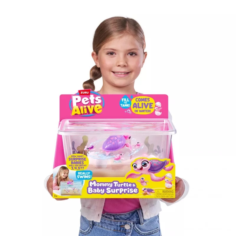 Zuru Pets Alive Mommy Turtle Surprise interaktyvus žaislas, įvairiaspalvis, LR44 baterija