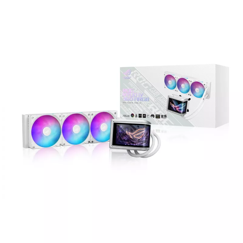 „ASUS ROG RYUO IV 360 ARGB WHT“ – vientisas skysčio aušintuvas, 360 mm radiatorius, 120 mm ventiliatoriai, baltos spalvos