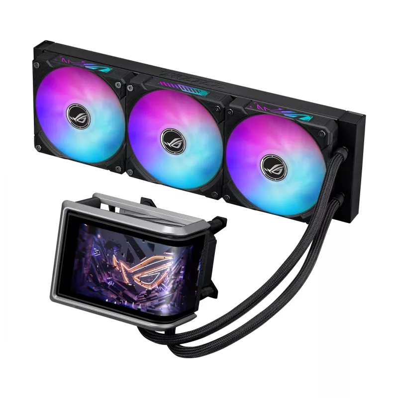 All-in-one skystas aušintuvas ASUS ROG RYUO IV 360 ARGB — 360 mm radiatorius, 120 mm ventiliatoriai, juoda