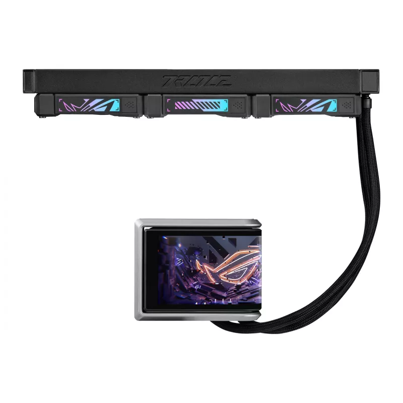All-in-one skystas aušintuvas ASUS ROG RYUO IV 360 ARGB — 360 mm radiatorius, 120 mm ventiliatoriai, juoda