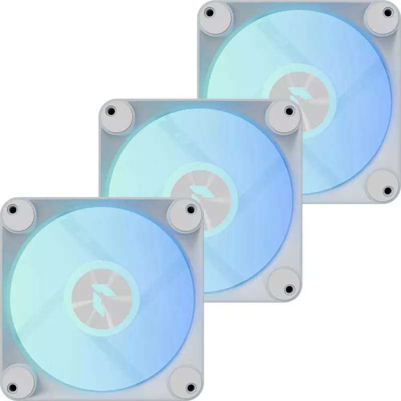 APNX FP1-R 120 mm korpuso ventiliatorius 3 vnt. pakuotė su atvirkštiniu oro srautu, baltas