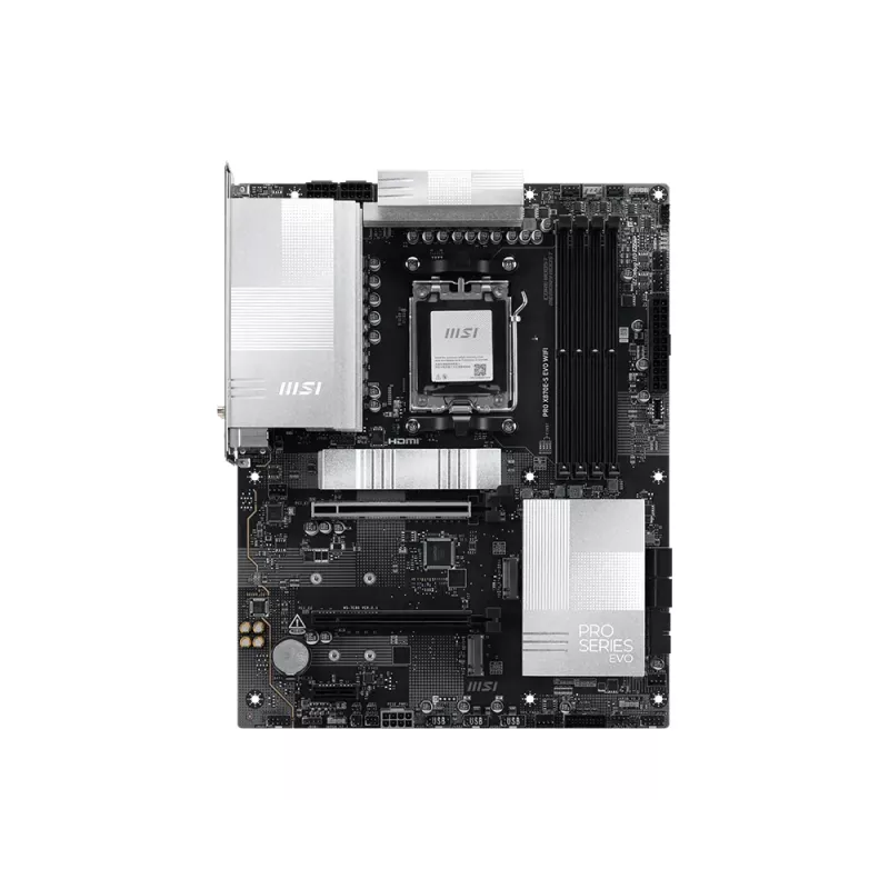 Pagrindinė plokštė MSI PRO X870E‑S EVO WIFI AMD X870E Socket AM5 ATX DDR5 iki 256GB Wi‑Fi 7