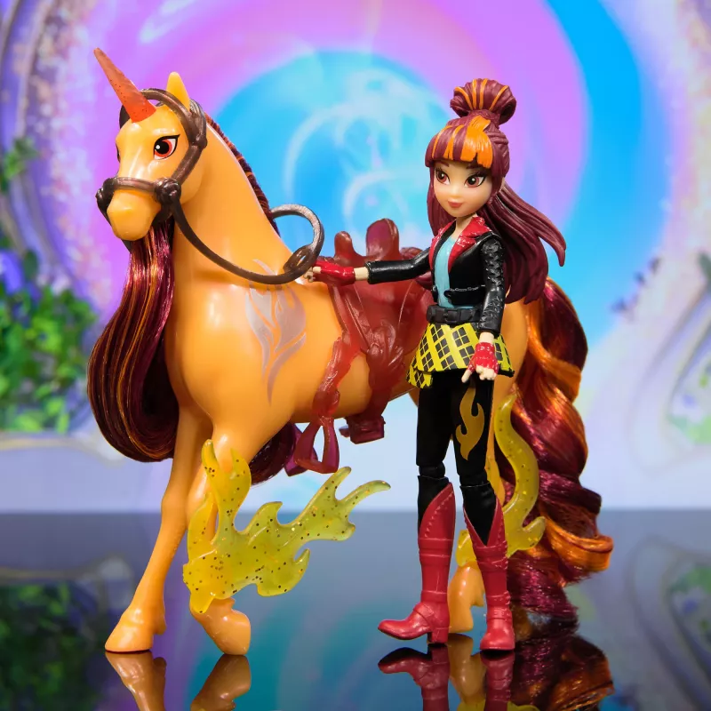 Unicorn Academy, Valentina & Cinder Power of Friendship rinkinys, velykinių dovanų idėja, lėlės ir vienaragių žaislai, permatomas balnas ir 2 galios priedai