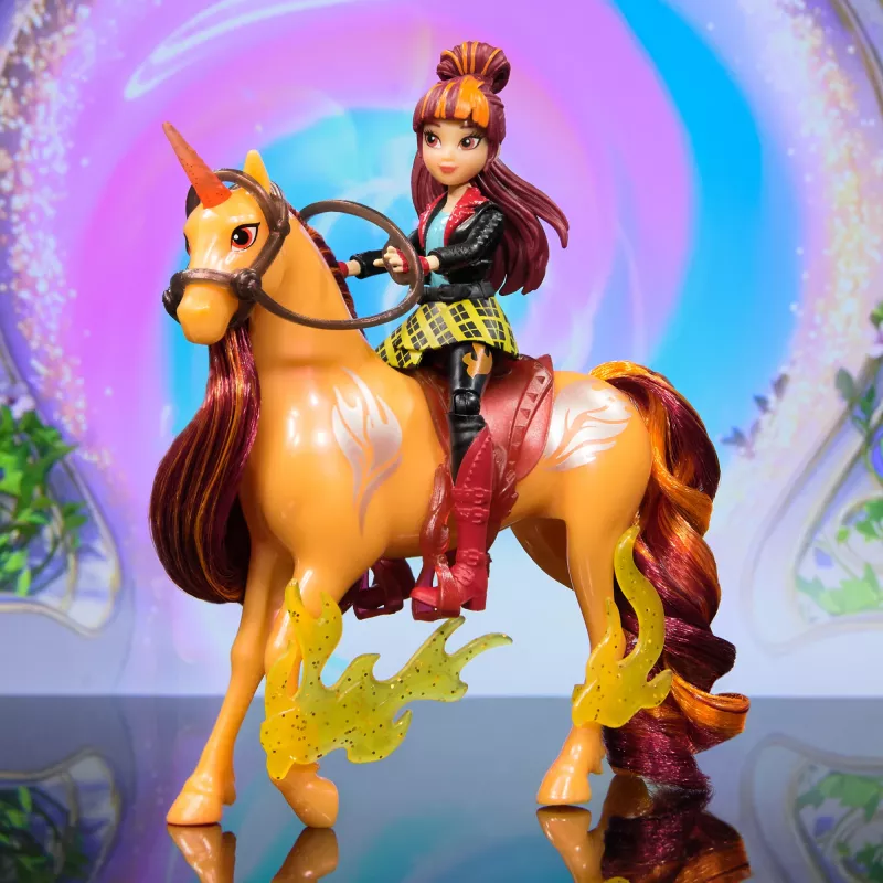 Unicorn Academy, Valentina & Cinder Power of Friendship rinkinys, velykinių dovanų idėja, lėlės ir vienaragių žaislai, permatomas balnas ir 2 galios priedai