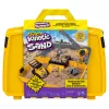 Kinetic Sand, statybvietės sulankstoma smėlio dėžė su 2 svarų žaidimų smėliu ir žaisliniu sunkvežimiu, laikymo dėklas, jutiminiai žaislai, šventinės dovanos vaikams nuo 3 metų