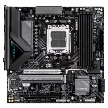 Pagrindinė plokštė GIGABYTE B850M EAGLE WIFI7 — Micro ATX, lizdas AM5, AMD B850, DDR5 iki 8200 MHz (O.C.), 4 DIMM, PCIe 5.0, „Wi‑Fi 7“, 2,5 GbE