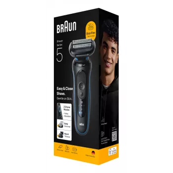 Foil shaver BRAUN Series 5 52-B1650S — 3-peiliukų, Li-Ion baterija, šlapiam ir sausam skutimuisi, kirptuvas, mėlynas