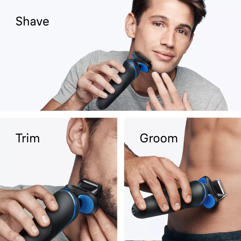 Foil shaver BRAUN Series 5 52-B1650S — 3-peiliukų, Li-Ion baterija, šlapiam ir sausam skutimuisi, kirptuvas, mėlynas