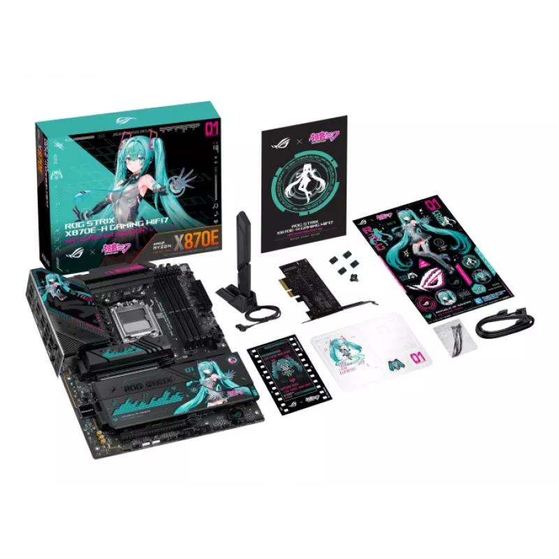 Motininė plokštė ASUS ROG STRIX X870E-H GAMING MIKU WIFI7 ATX, skirta AM5 lizdui, DDR5 palaikymas