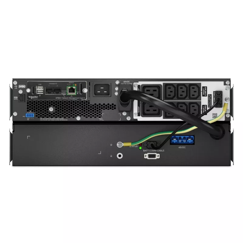 APC Smart-UPS On-Line, 2200 VA, ličio jonų, stovo montavimo 4U, 230 V, 6x C13 + 2x C19 IEC lizdų, tinklo plokštė, pailginta ilga veikimo trukmė, komplekte bėgeliai