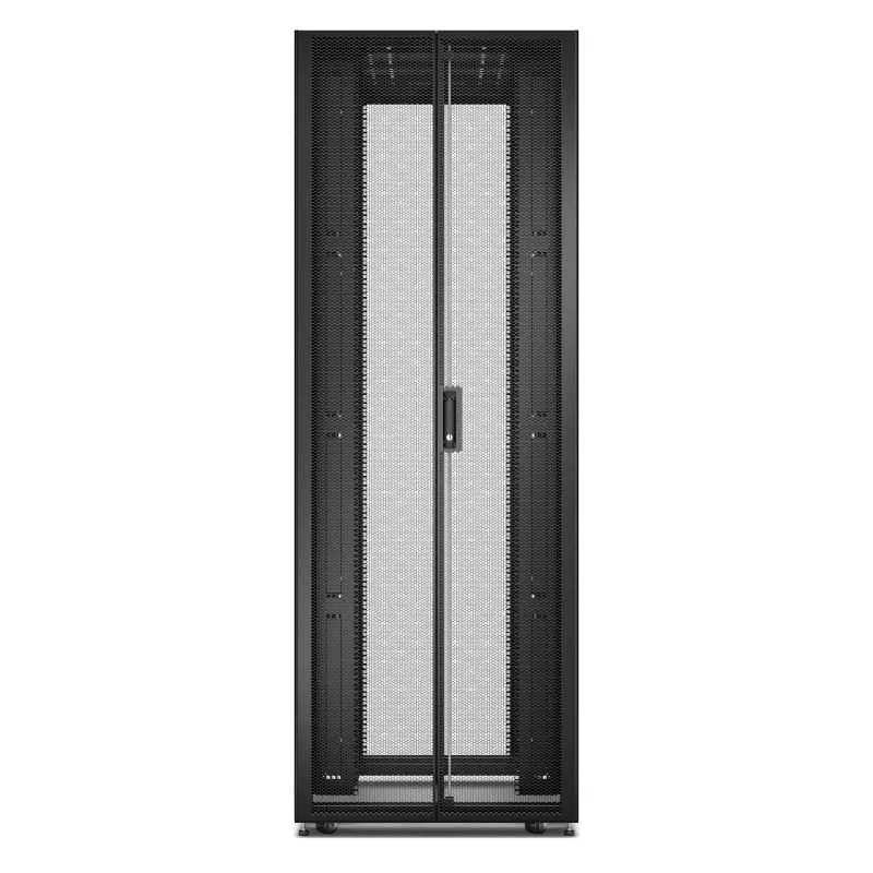Laisvai pastatomas serverių stovas APC Easy Rack 48U (juodos spalvos) su stogu, ratukais, kojelėmis, 4 laikikliais, šoninėmis plokštėmis — 2258A x 800P x 1200G mm