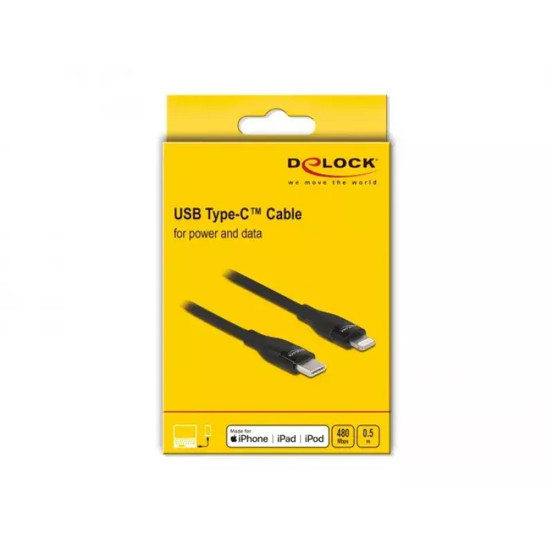 Duomenų ir įkrovimo laidas DeLOCK USB Type-C į Lightning 0,5 m