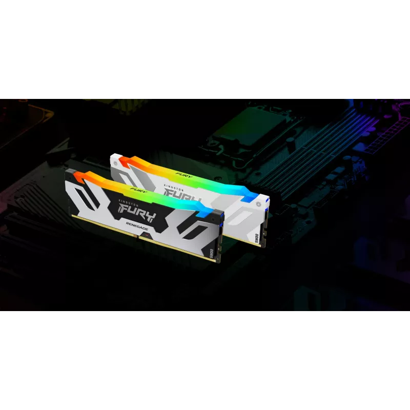Stalinis DDR5 32GB 6400MT/s CL32 288 kontaktų DIMM Kingston FURY Renegade RGB baltas 1.4V