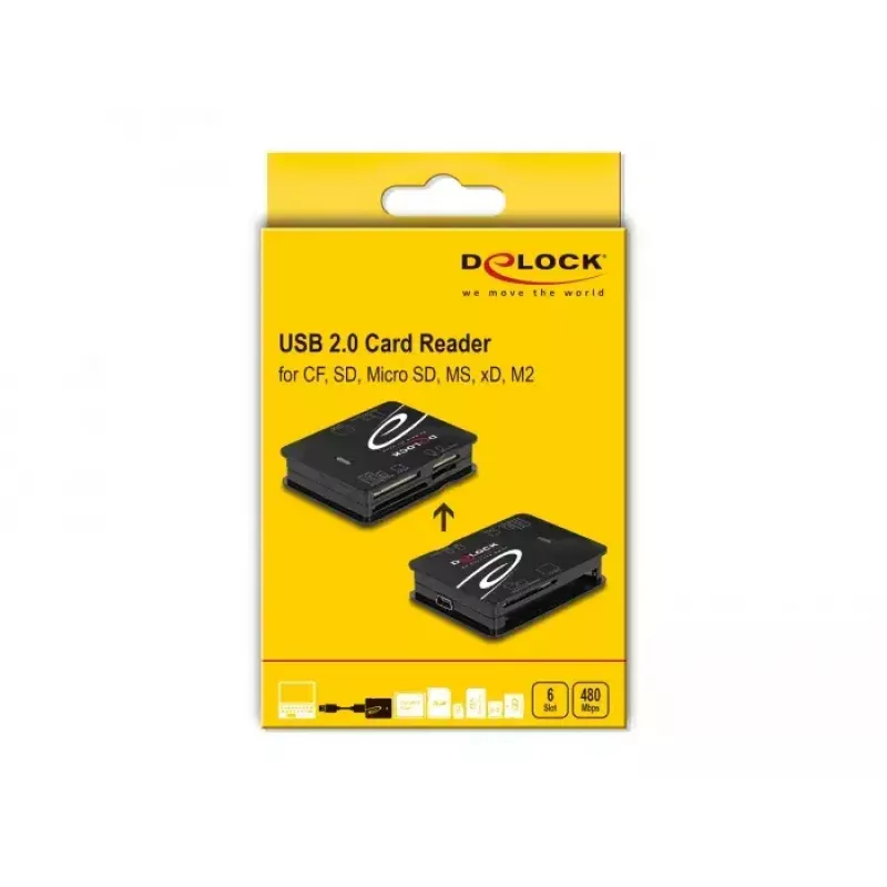 Kortelių skaitytuvas DeLOCK 91007 USB 2.0 juodas CF MMC MS MicroSD xD