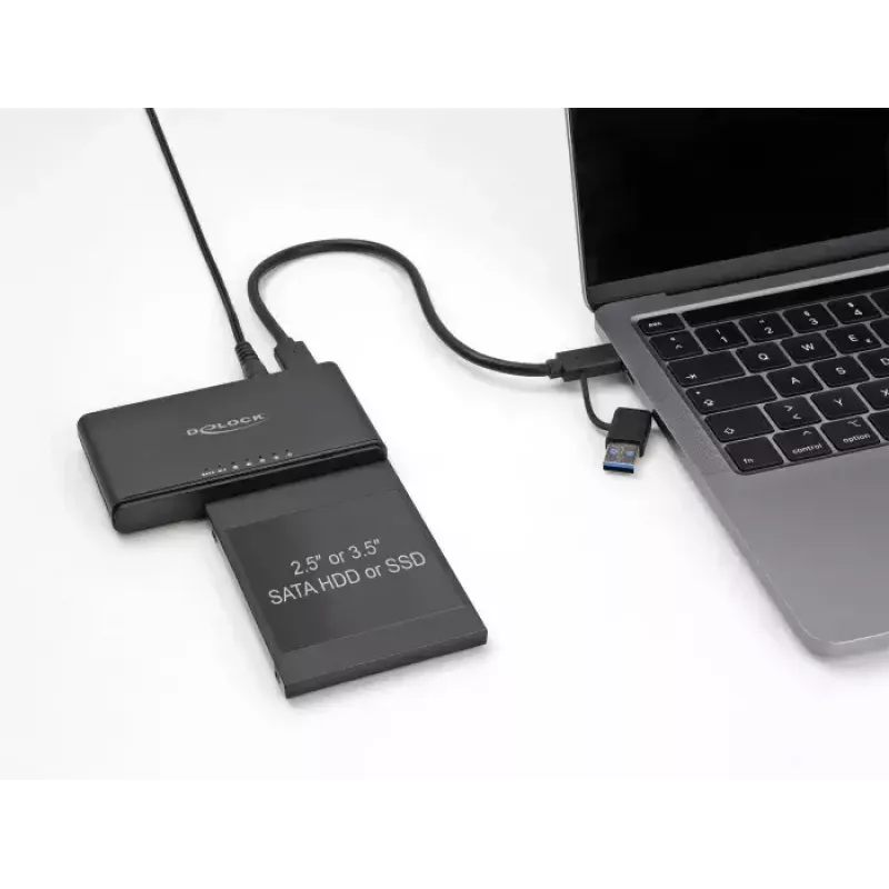 DeLOCK USB Type-C keitiklis, skirtas M.2 NVMe SSD ir SATA SSD HDD klonavimo funkcijai