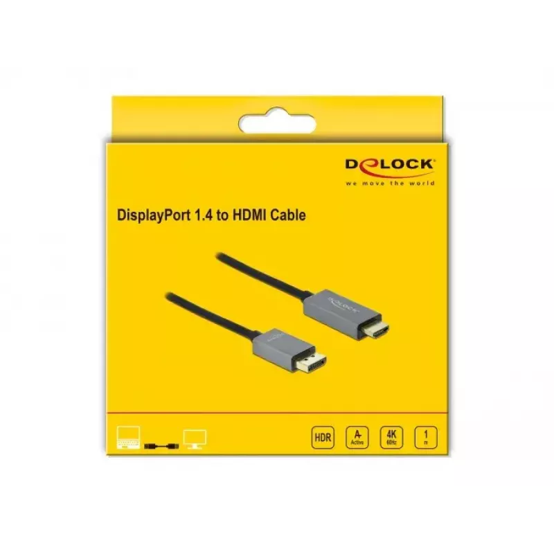 Aktyvus DisplayPort 1.4 į HDMI kabelis DeLOCK 85928 1m 4K 60Hz HDR