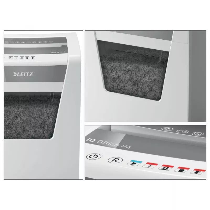 Leitz IQ Office popieriaus smulkintuvas P4, kryžminis smulkinimas, 22,3 cm, 4 x 40 mm, 23 l, 225 lapai, 55 dB