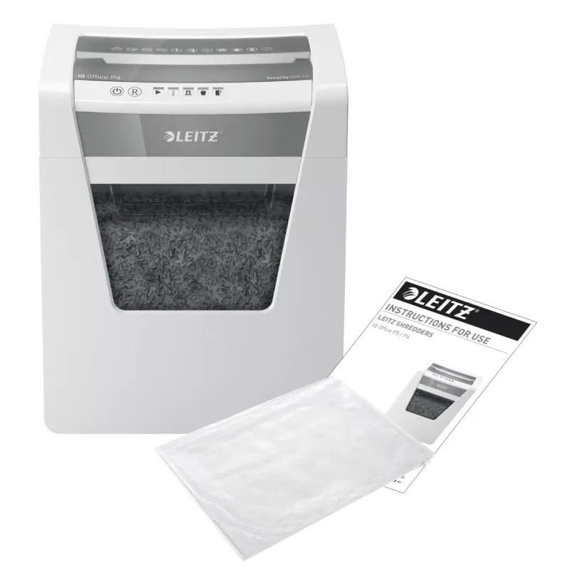 Leitz IQ Office popieriaus smulkintuvas P4, kryžminis smulkinimas, 22,3 cm, 4 x 40 mm, 23 l, 225 lapai, 55 dB