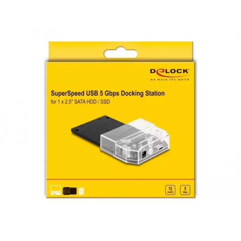 DeLOCK SuperSpeed USB prijungimo stotelė 2,5 colio SATA HDD SSD juoda