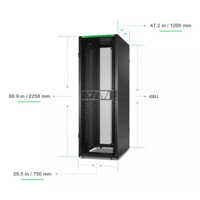 APC NetShelter SX, tinklo įrangos spinta, 48U, 2258A x 750P x 1200G mm, su šonais, juoda