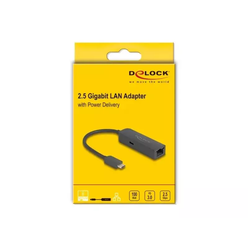 DeLOCK USB-C adapteris 2.5 Gigabit LAN Power Delivery 100W