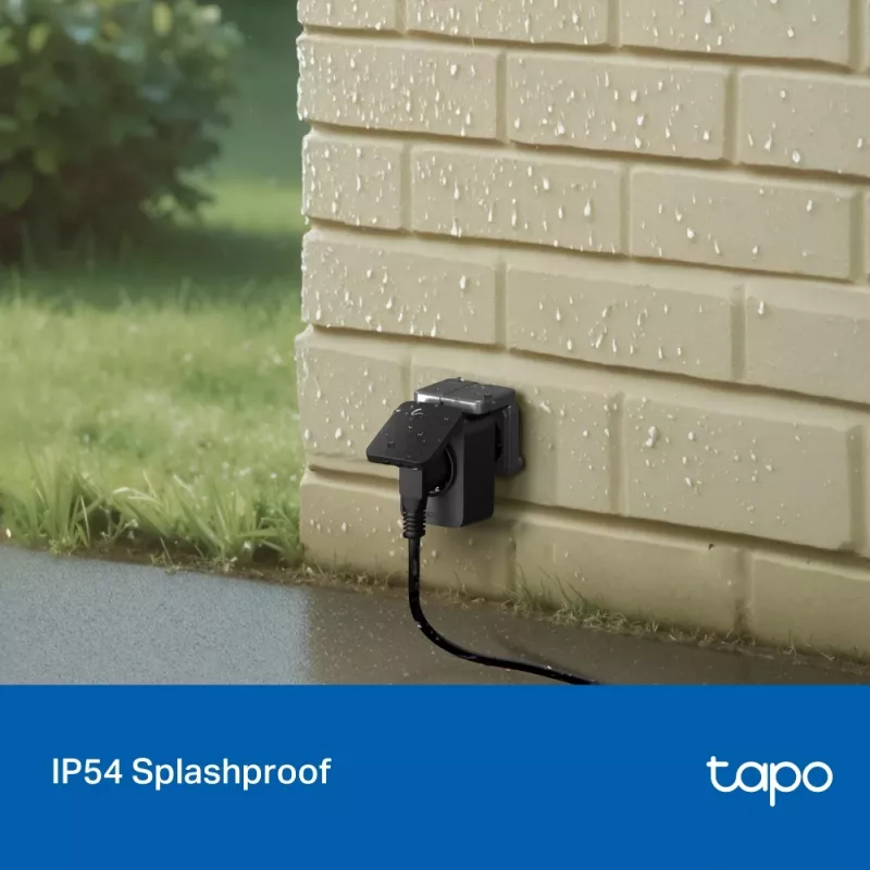 Išmanusis kištukas TP-Link Tapo P410M — lauko Wi‑Fi lizdas, 3680 W, 200–250 V, juodas