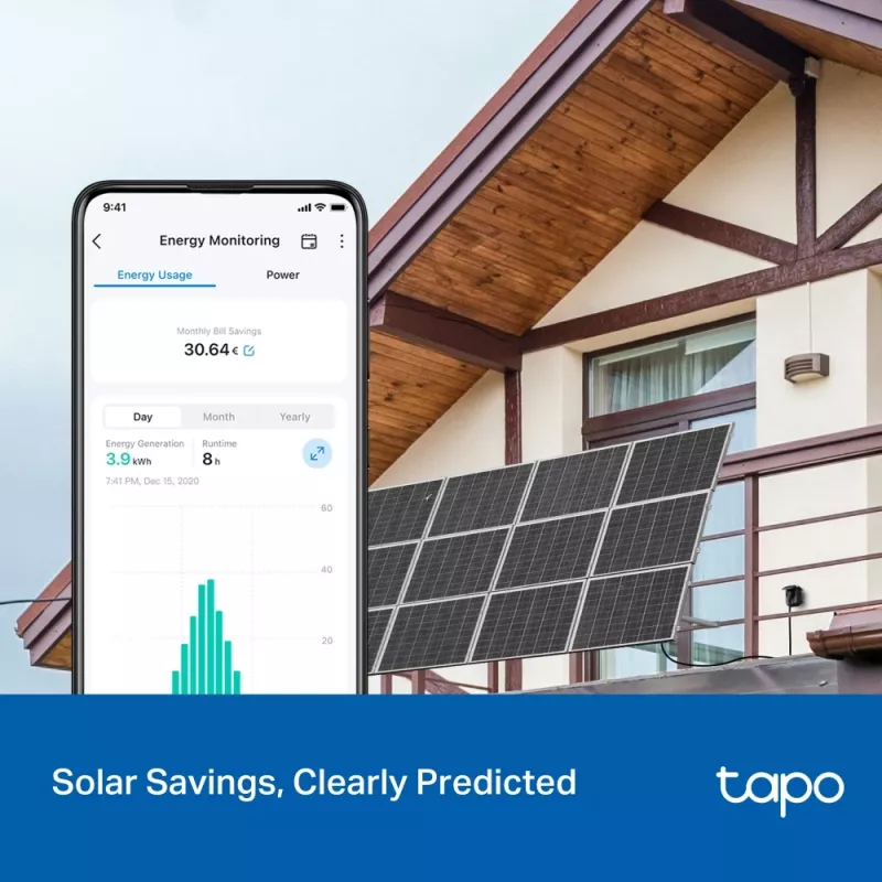 Išmanusis kištukas TP-Link Tapo P410M — lauko Wi‑Fi lizdas, 3680 W, 200–250 V, juodas