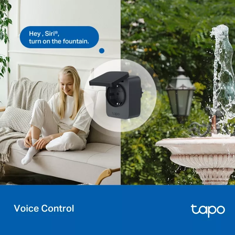Išmanusis kištukas TP-Link Tapo P410M — lauko Wi‑Fi lizdas, 3680 W, 200–250 V, juodas