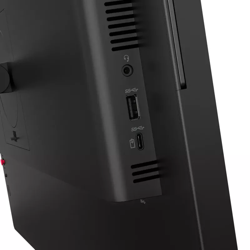 24 colių Lenovo ThinkVision T24-4v IPS LCD monitorius, 1920×1080 Full HD, 6 ms, 250 cd/m², įmontuoti garsiakalbiai, USB šakotuvas, VESA, reguliuojamas aukštis, juodas