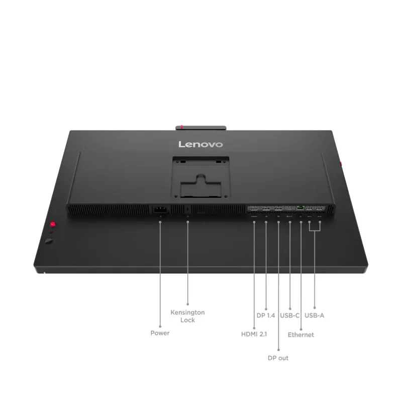 24 colių Lenovo ThinkVision T24-4v IPS LCD monitorius, 1920×1080 Full HD, 6 ms, 250 cd/m², įmontuoti garsiakalbiai, USB šakotuvas, VESA, reguliuojamas aukštis, juodas