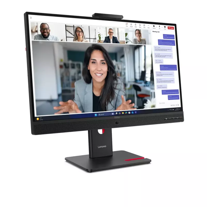 24 colių Lenovo ThinkVision T24-4v IPS LCD monitorius, 1920×1080 Full HD, 6 ms, 250 cd/m², įmontuoti garsiakalbiai, USB šakotuvas, VESA, reguliuojamas aukštis, juodas