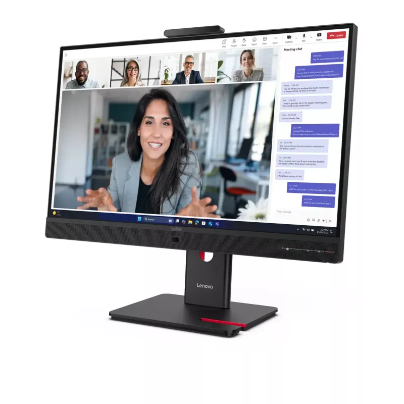 24 colių Lenovo ThinkVision T24-4v IPS LCD monitorius, 1920×1080 Full HD, 6 ms, 250 cd/m², įmontuoti garsiakalbiai, USB šakotuvas, VESA, reguliuojamas aukštis, juodas