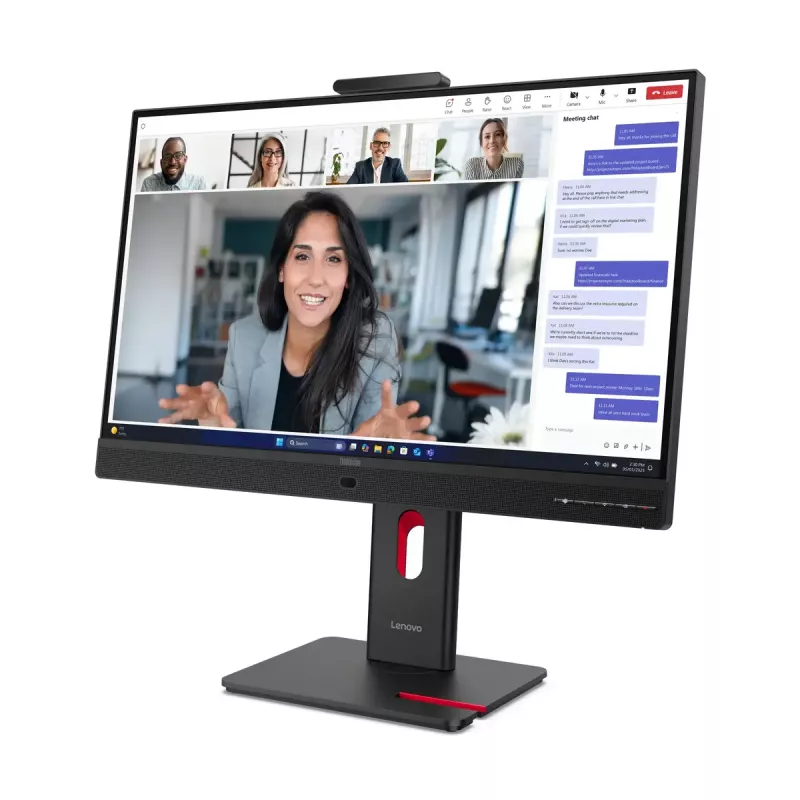 24 colių Lenovo ThinkVision T24-4v IPS LCD monitorius, 1920×1080 Full HD, 6 ms, 250 cd/m², įmontuoti garsiakalbiai, USB šakotuvas, VESA, reguliuojamas aukštis, juodas