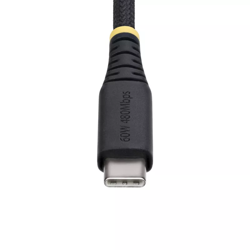 StarTech.com 15cm (6in) USB-C įkrovimo laidas, 60W (3A) PD, dvisluoksnis pintas nailono/TPE apvalkalas, tvirtas USB C įkrovimo laidas, USB 2.0 nešiojamojo kompiuterio įkroviklio laidas