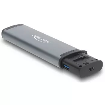 DELOCK USB 5 Gbps kortelių skaitytuvas su SD ir MicroSD lizdais, USB 3.2 Gen 1 Type-A/Type-C, laidai ir adapteriai, juoda/pilka