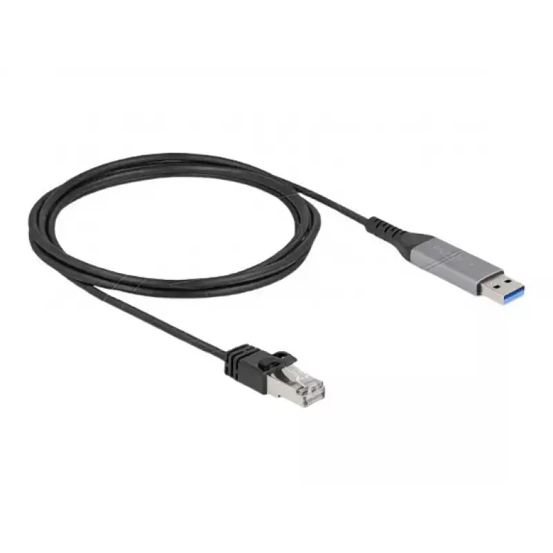 Tinklo kabelis DELOCK 60756, USB A į RJ-45, 2 m, 10/100/1000Base-T(X), antracitinis/juodas