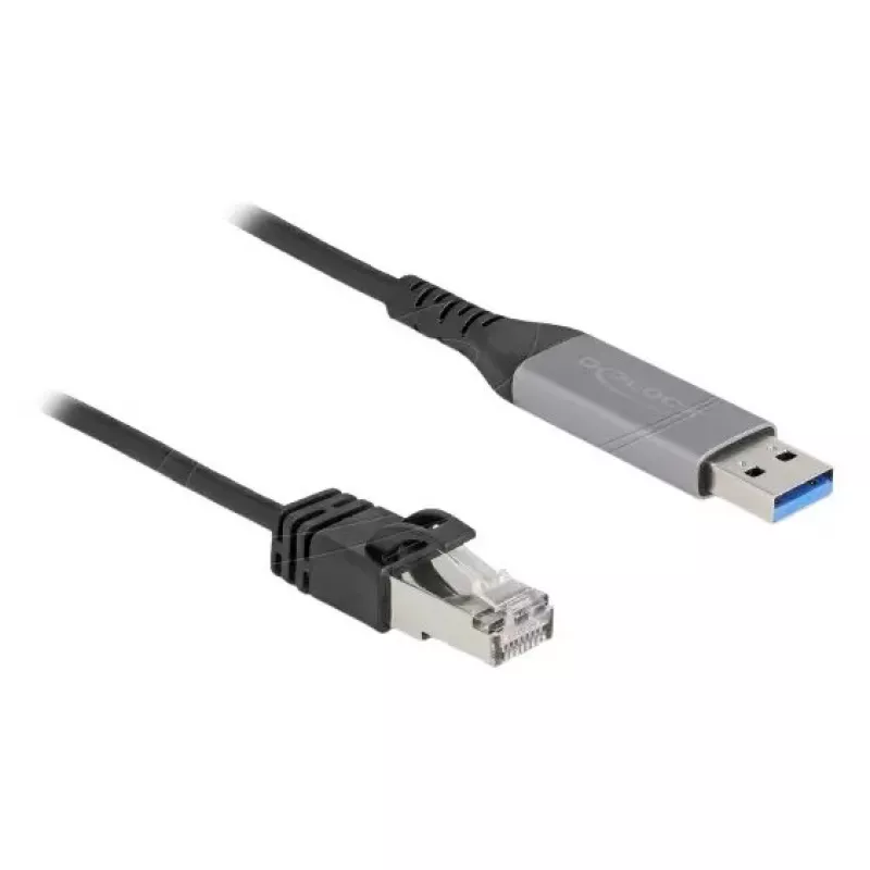 Tinklo kabelis DELOCK 60756, USB A į RJ-45, 2 m, 10/100/1000Base-T(X), antracitinis/juodas