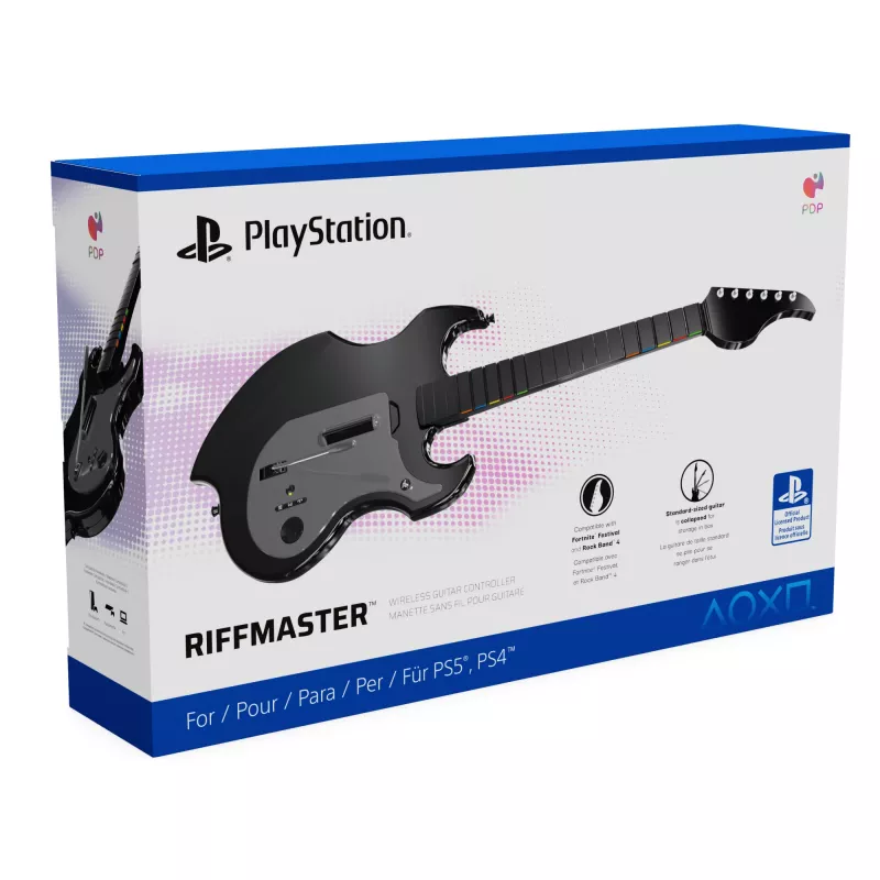 Gitaros valdiklis PDP Riffmaster juoda pilka belaidė PC PS4 PS5 36 val. baterija